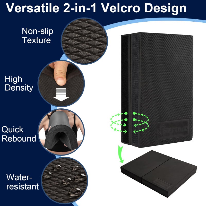 StrongTek 2-in-1 Non-Slip Balance Pad - High-Density Foam Cushion, Supportive Exercise Mat & Knee Pad for Core Training, Yoga, Pilates, Physical Therapy, Stability Training, Stretching, and Rehab - Image 3